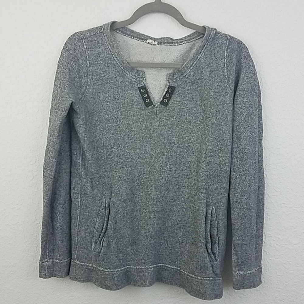J Crew xs pullover sweater gray metal accent